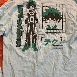 My Hero Academia Long Sleeve Shirt - Light Blue with Green Graphic